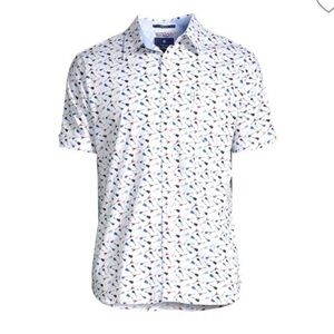 Ben Sherman Guitar-Print Short-Sleeve Shirt Size Medium NWT